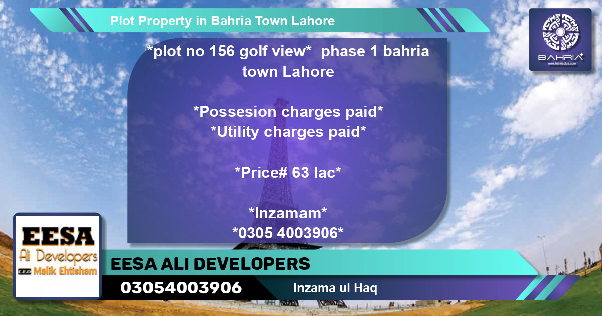 Residential Plot for Sale in Bahria Town, Lahore - (BP-41997)