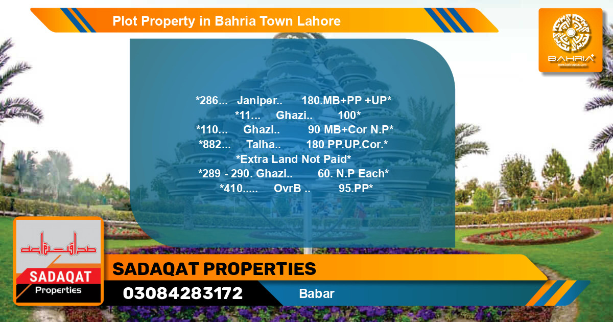 Residential Plot for Sale in Sector C - Janiper Block -  Bahria Town, Lahore - (BP-42023)