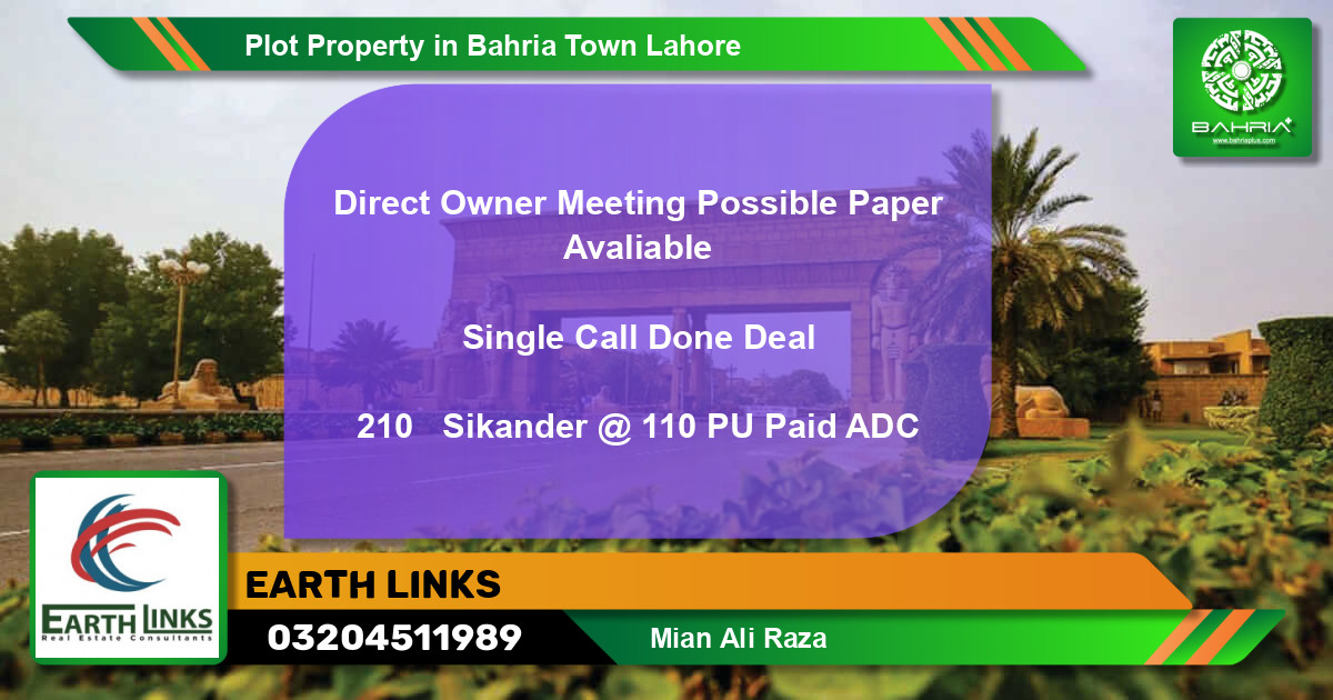 Residential Plot for Sale in Bahria Town, Lahore - (BP-42045)