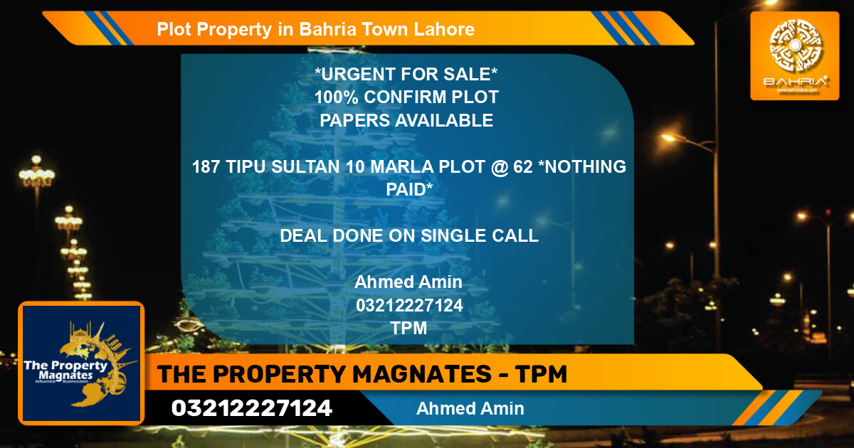 Residential Plot for Sale in Bahria Town, Lahore - (BP-42069)