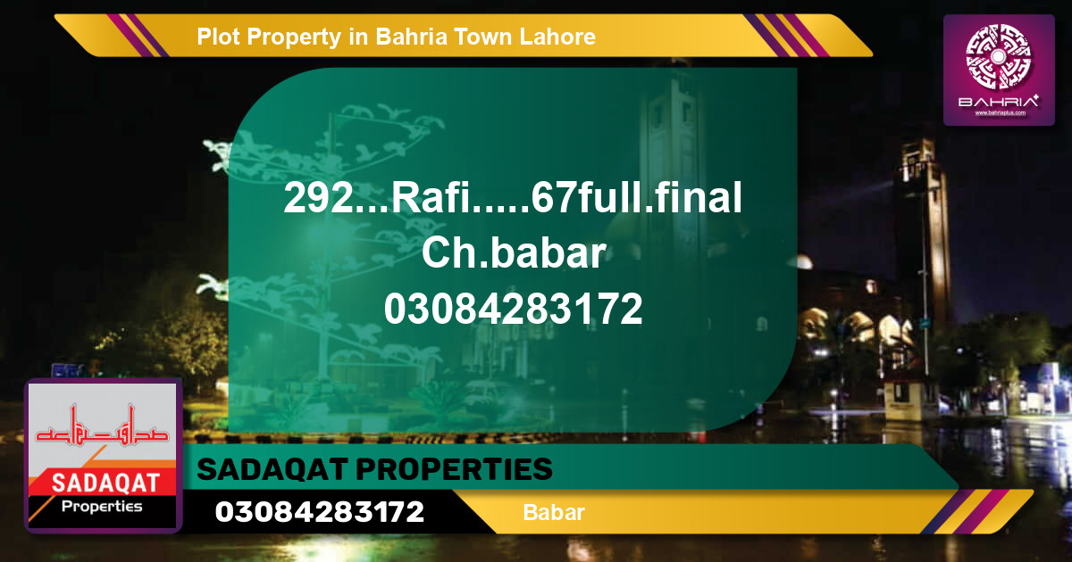 Residential Plot for Sale in Bahria Town, Lahore - (BP-42094)