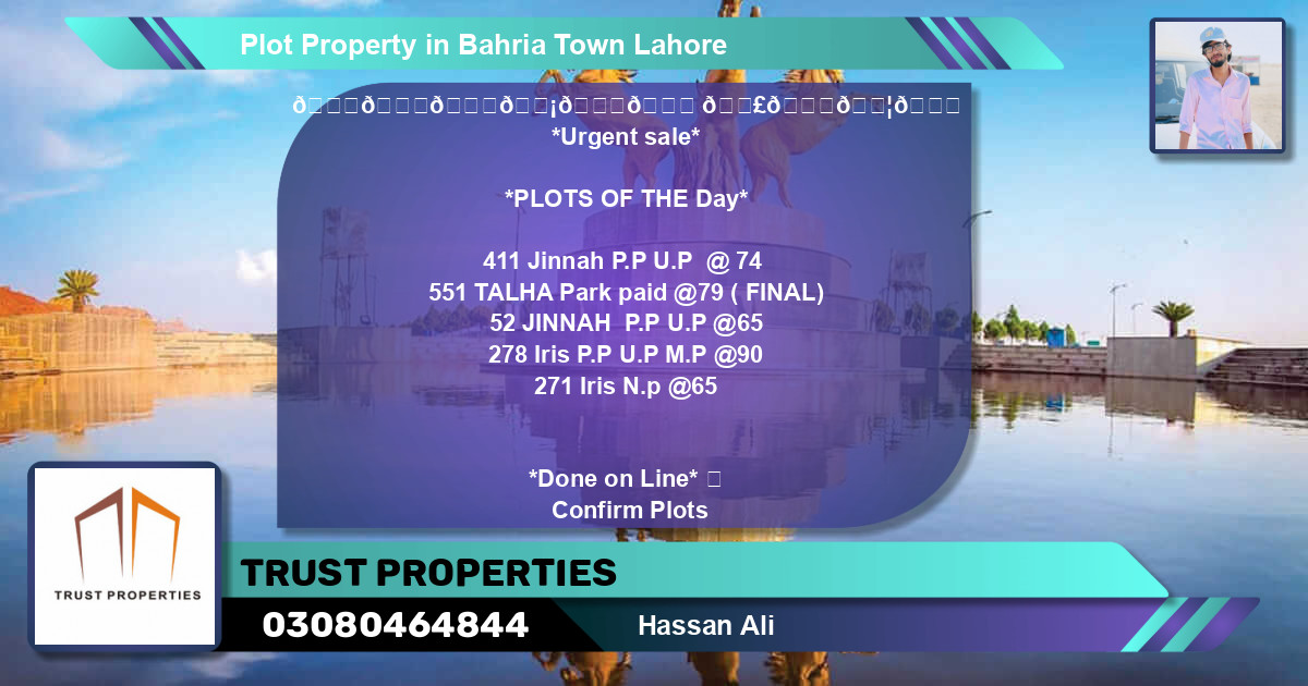 Residential Plot for Sale in Bahria Town, Lahore - (BP-42105)