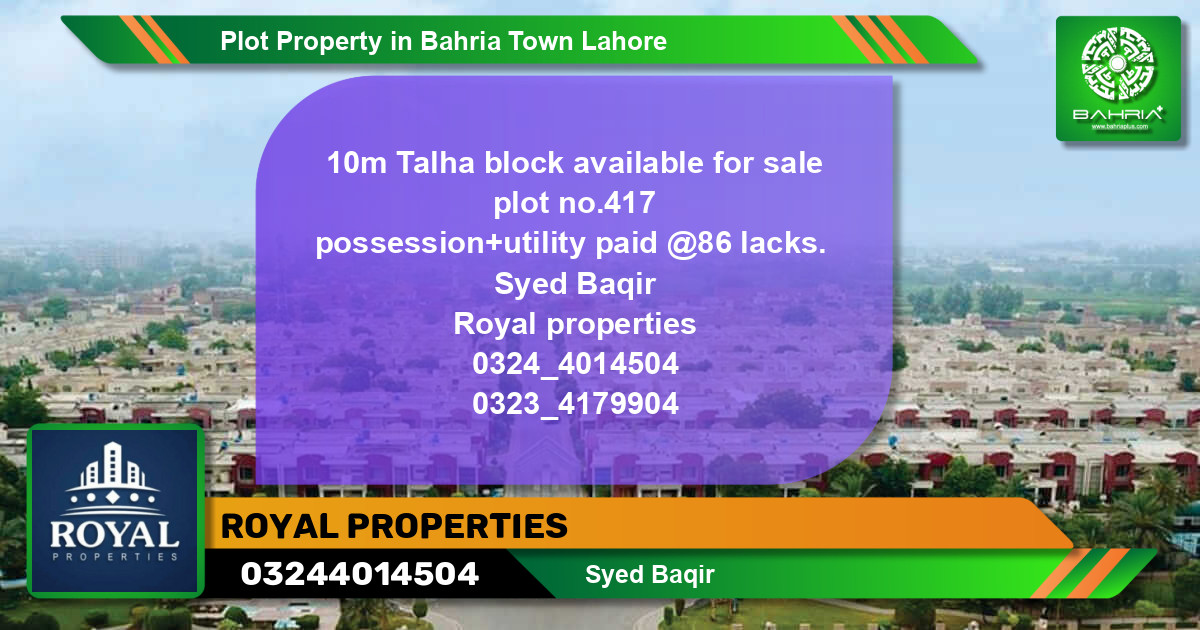Residential Plot for Sale in Bahria Town, Lahore - (BP-42143)