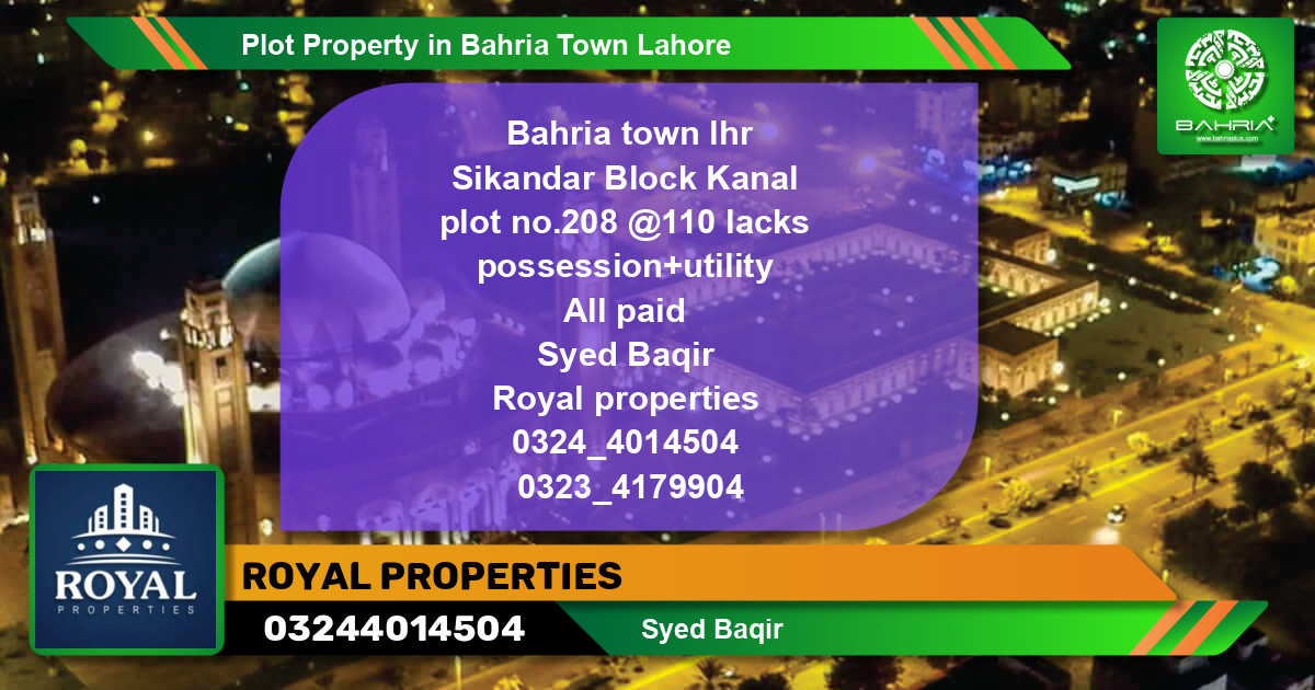 Residential Plot for Sale in Bahria Town, Lahore - (BP-42154)