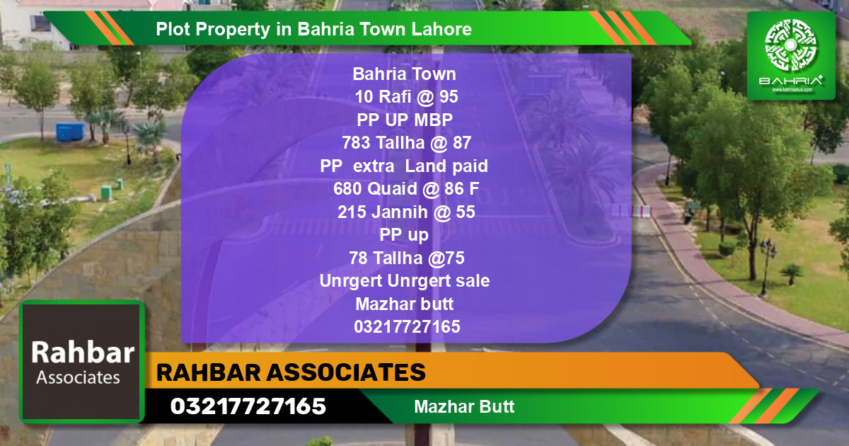 Residential Plot for Sale in Bahria Town, Lahore - (BP-42165)