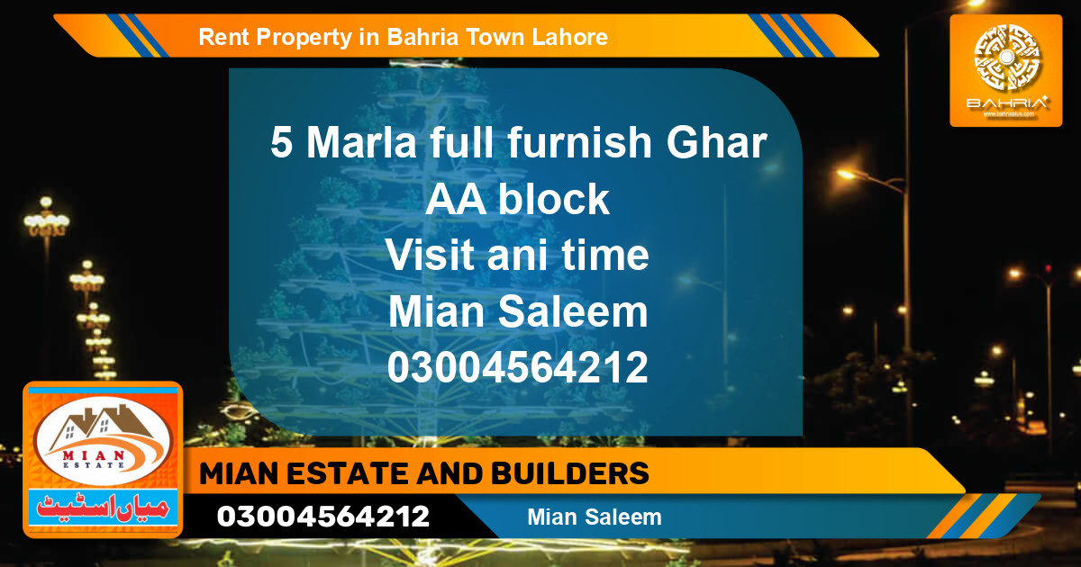 Residential Property for Rent in Bahria Town, Lahore - (BP-42186)