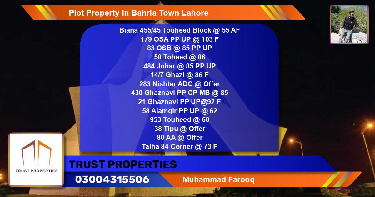 Residential Plot for Sale in Bahria Town, Lahore - (BP-42187)