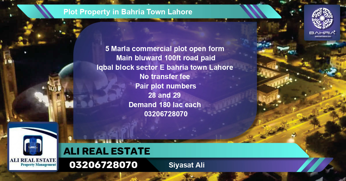 Commercial Plot for Sale in Bahria Town, Lahore - (BP-42195)
