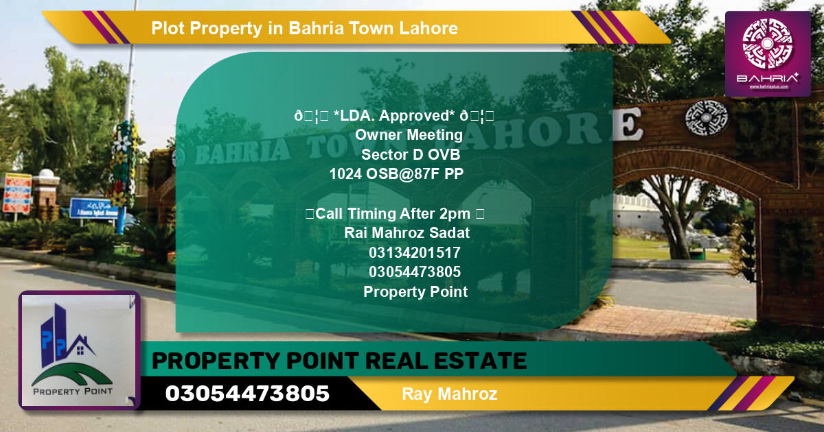 Residential Plot for Sale in Bahria Town, Lahore - (BP-42214)
