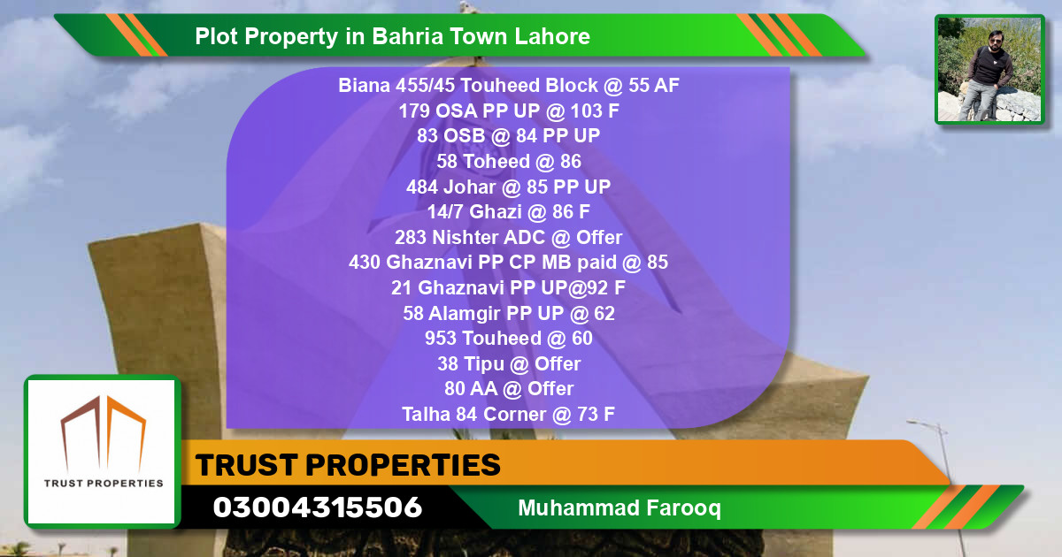 Residential Plot for Sale in Sector F - Tauheed Block -  Bahria Town, Lahore - (BP-42247)