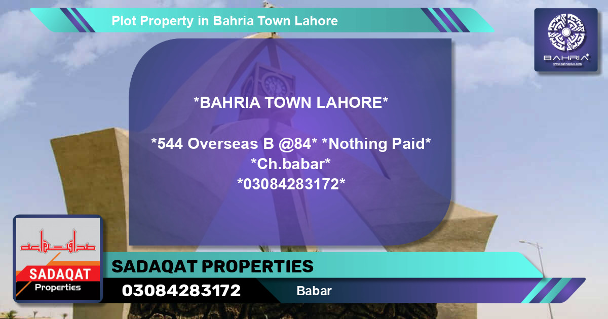 Residential Plot for Sale in Bahria Town, Lahore - (BP-42268)