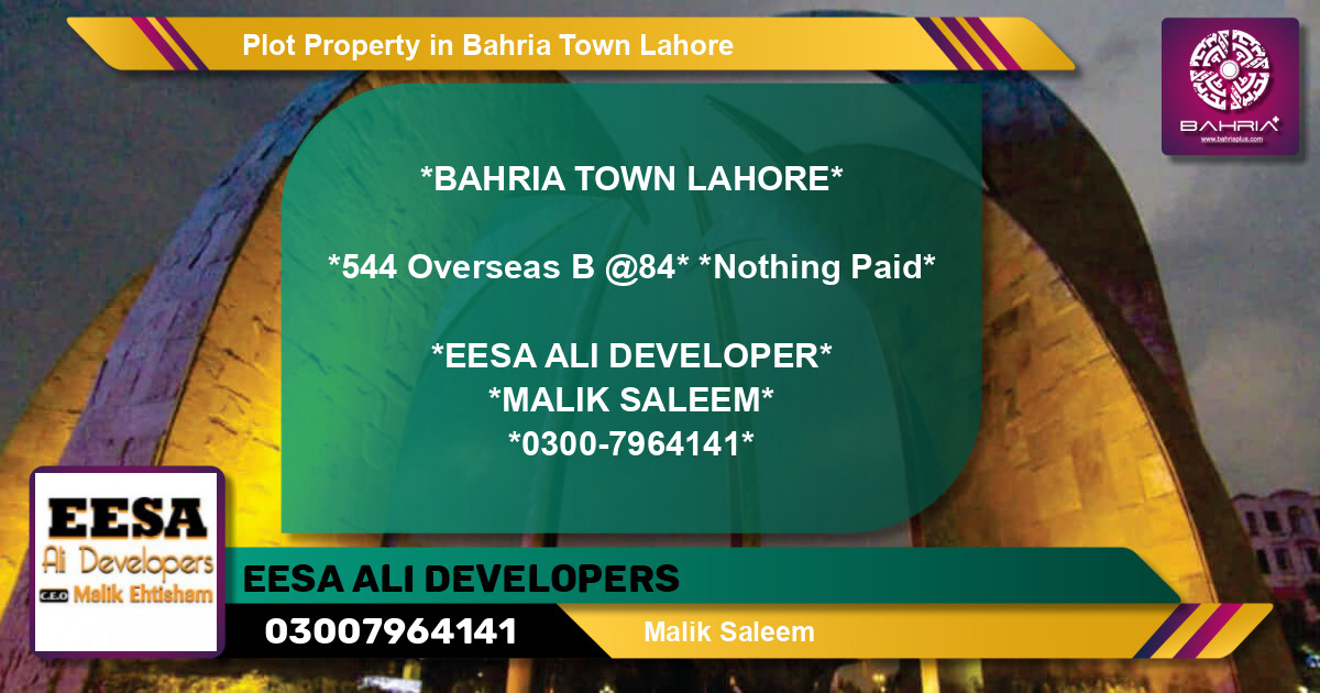 Residential Plot for Sale in Bahria Town, Lahore - (BP-42270)