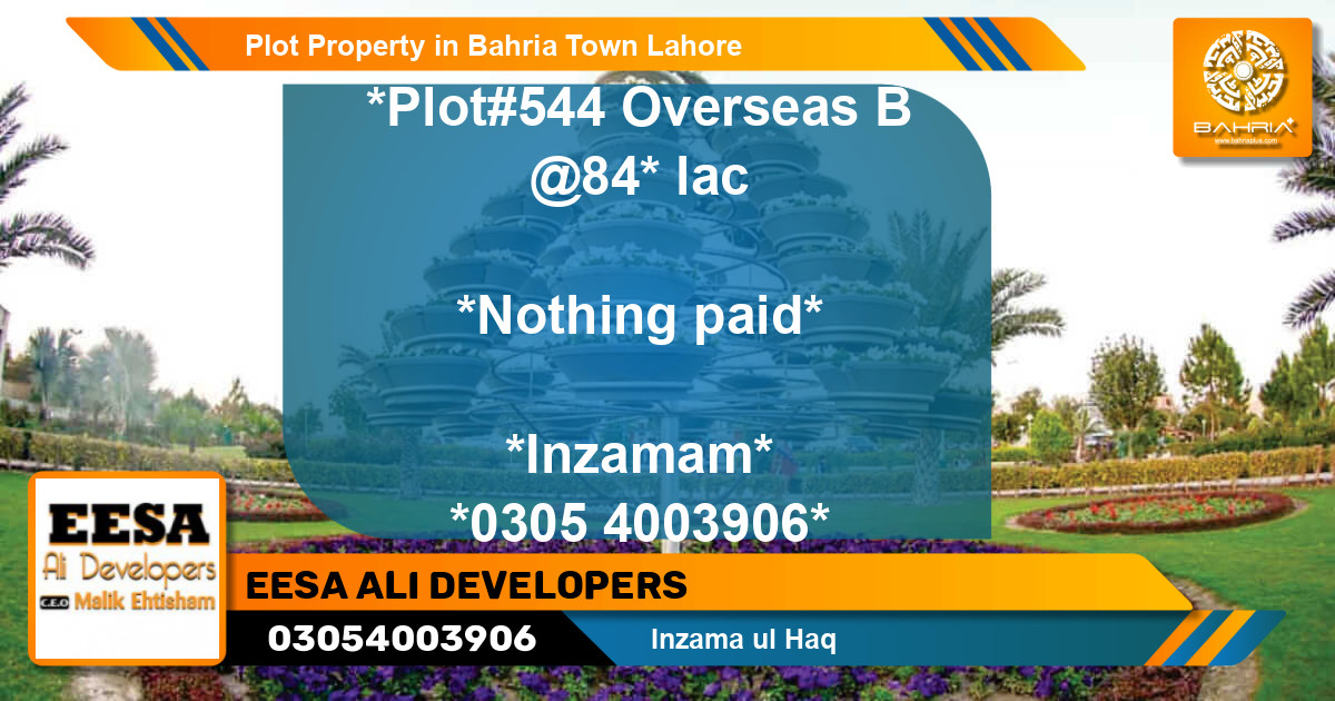 Residential Plot for Sale in Bahria Town, Lahore - (BP-42273)