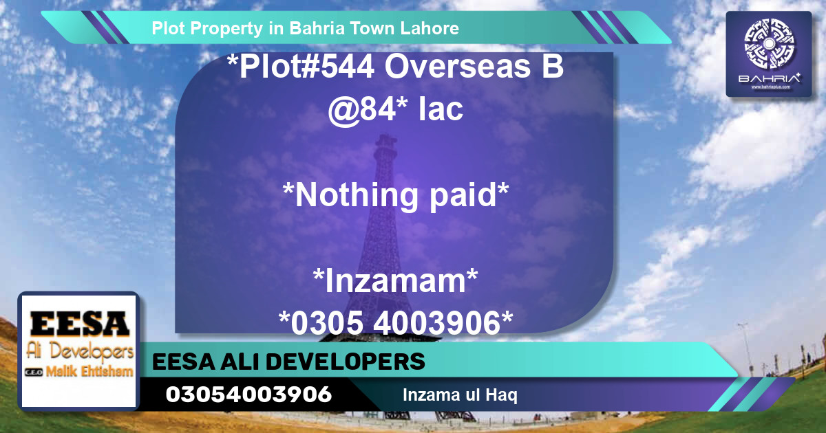 Residential Plot for Sale in Bahria Town, Lahore - (BP-42274)
