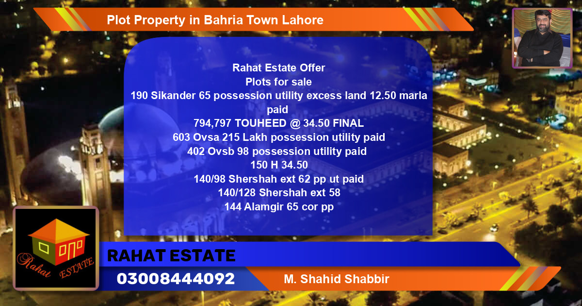 Residential Plot for Sale in Bahria Town, Lahore - (BP-42288)