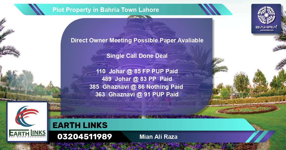 Residential Plot for Sale in Bahria Town, Lahore - (BP-42293)