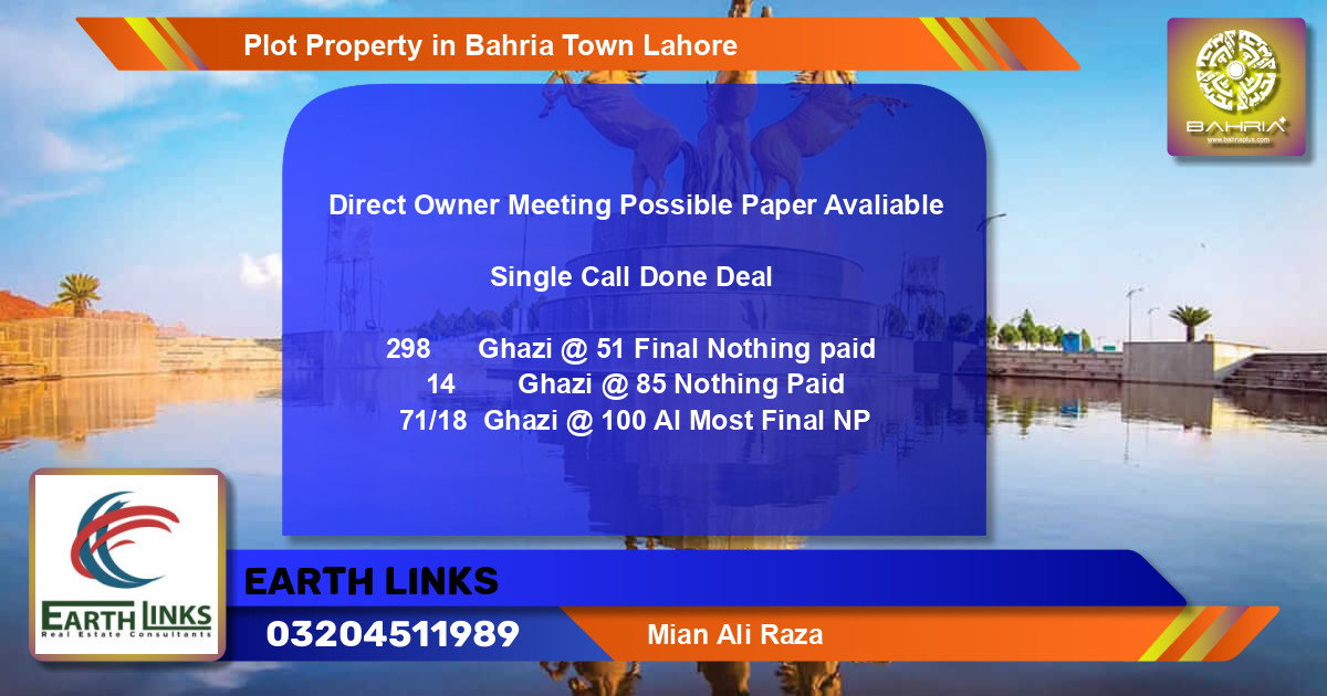 Residential Plot for Sale in Bahria Town, Lahore - (BP-42298)
