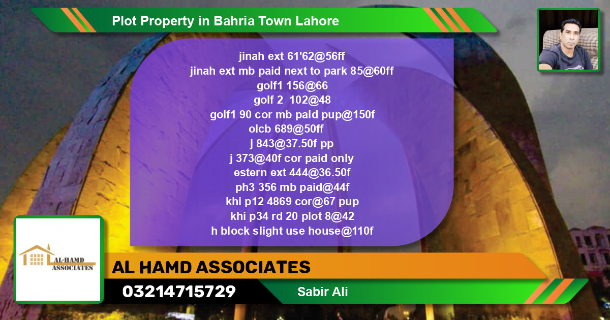 Residential Plot for Sale in Bahria Town, Lahore - (BP-42360)