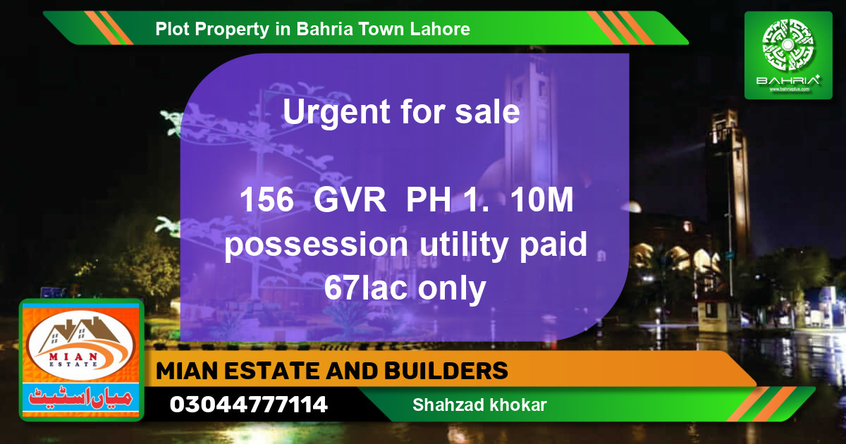 Residential Plot for Sale in Bahria Town, Lahore - (BP-42368)