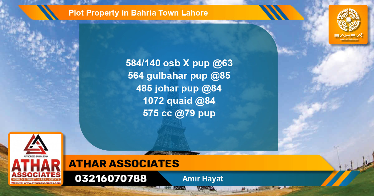 Residential Plot for Sale in Bahria Town, Lahore - (BP-42649)