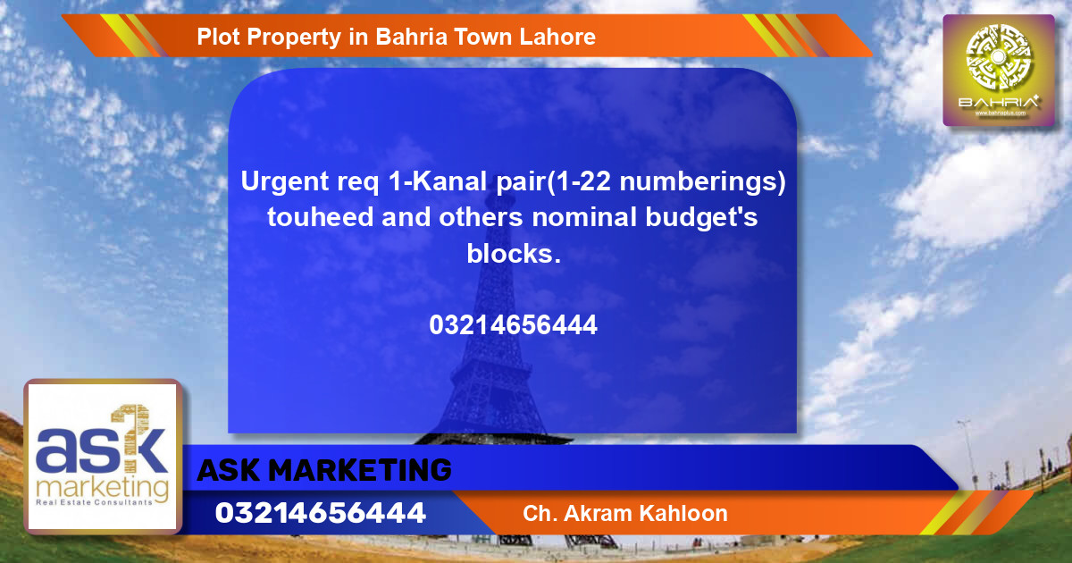 Residential Plot for Sale in Bahria Town, Lahore - (BP-42655)