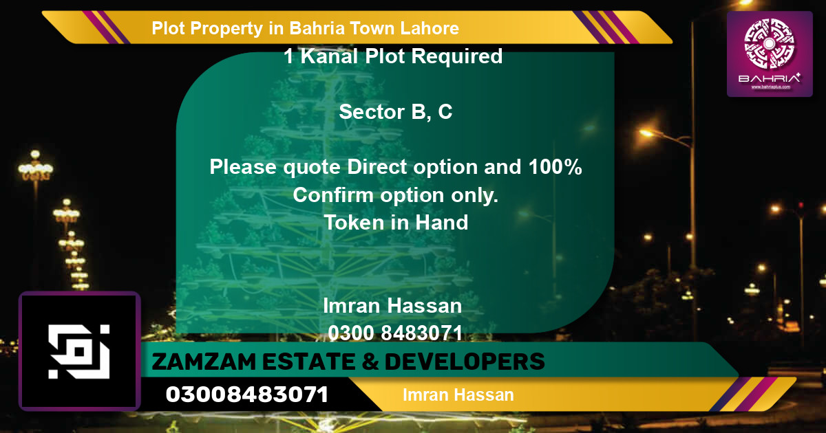 Residential Plot for Sale in Bahria Town, Lahore - (BP-42658)