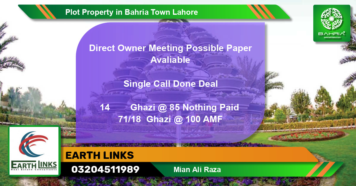Residential Plot for Sale in Bahria Town, Lahore - (BP-42690)
