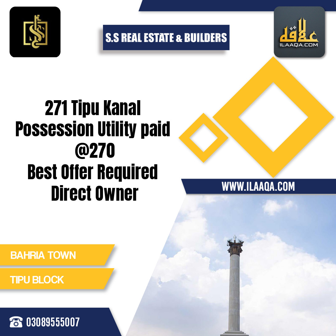 20 Marla Residential Plot for Sale in Sector F - Tipu Sultan Block - Bahria Town, Lahore - (BP-426941)