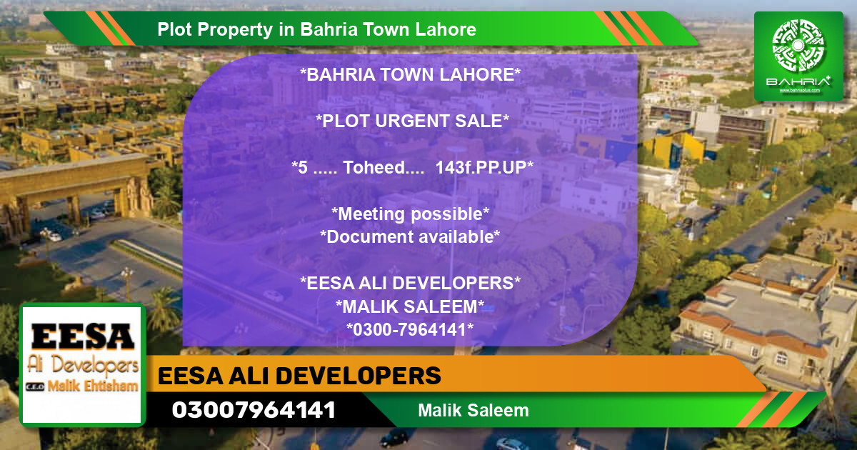 Residential Plot for Sale in Bahria Town, Lahore - (BP-42698)