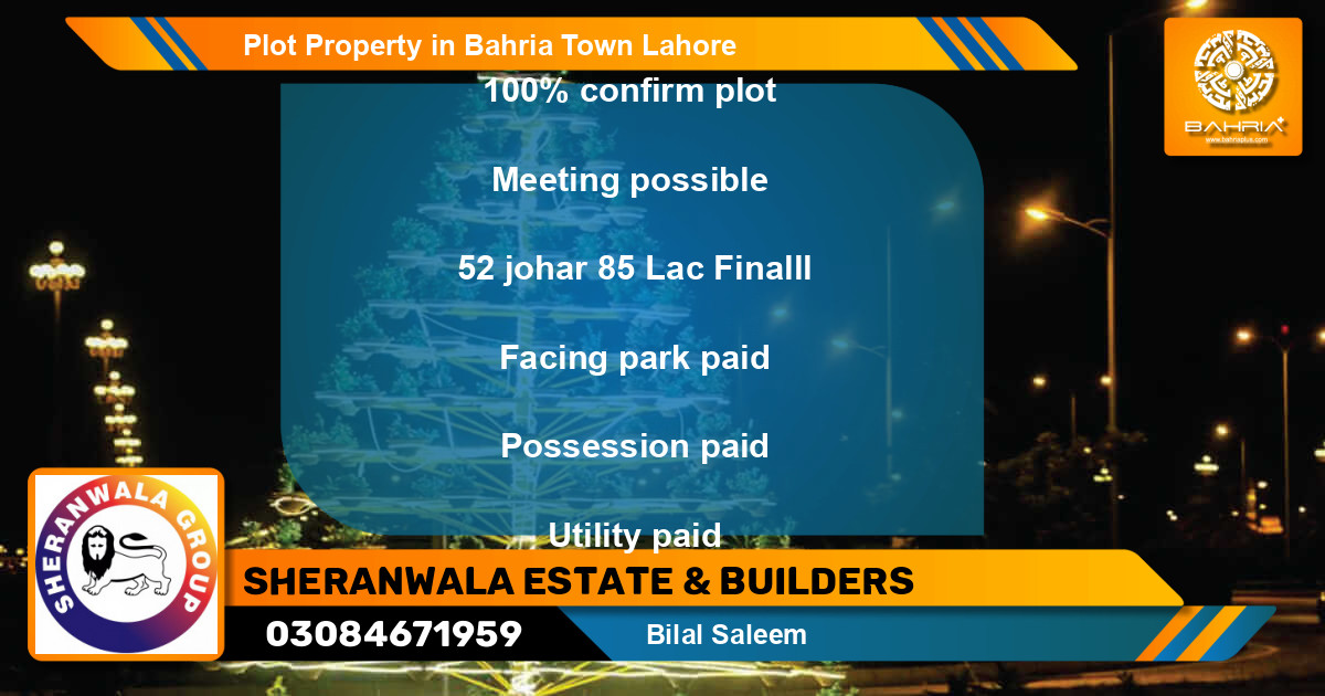 Residential Plot for Sale in Bahria Town, Lahore - (BP-42716)