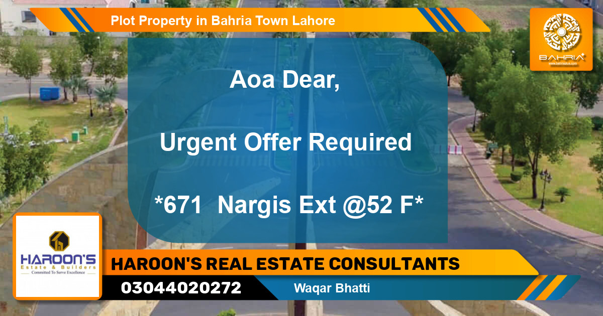 Residential Plot for Sale in Bahria Town, Lahore - (BP-42724)