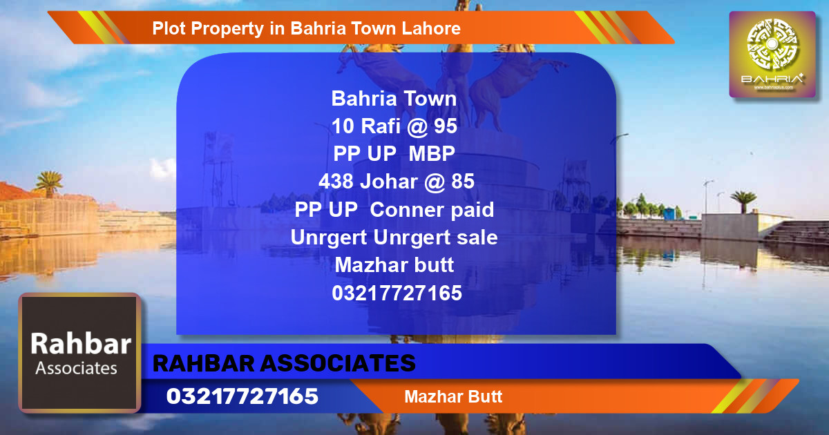 Residential Plot for Sale in Bahria Town, Lahore - (BP-42733)