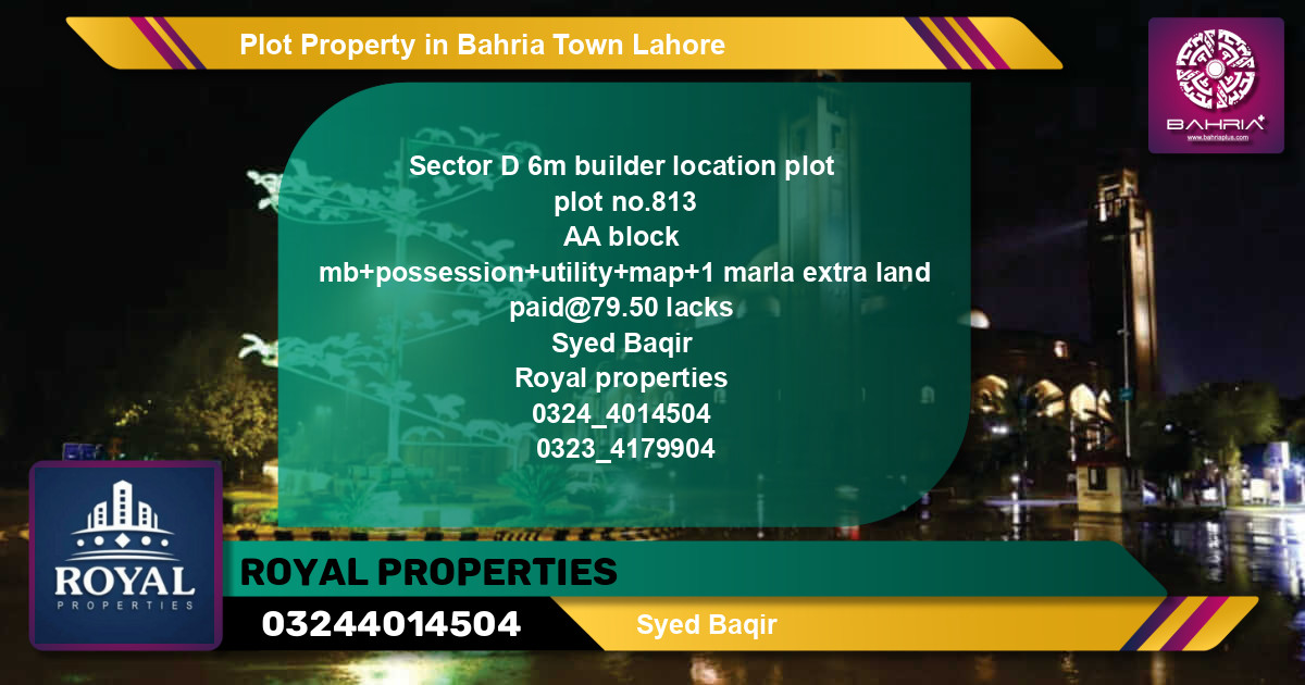 Residential Plot for Sale in Bahria Town, Lahore - (BP-42753)