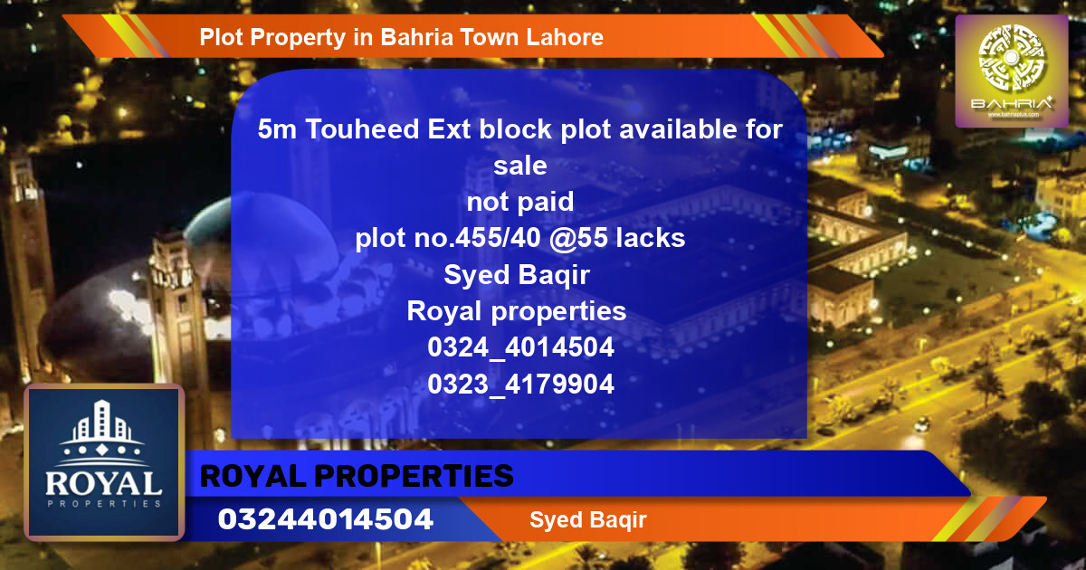 Residential Plot for Sale in Bahria Town, Lahore - (BP-42758)