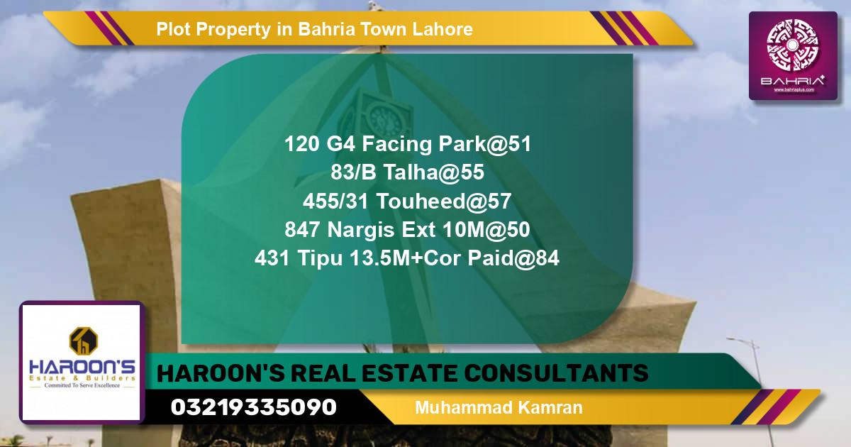 Residential Plot for Sale in Bahria Town, Lahore - (BP-42774)