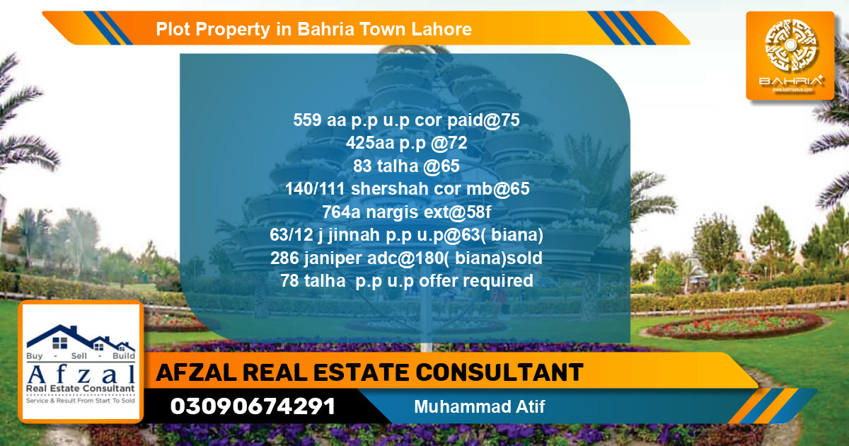 Residential Plot for Sale in Bahria Town, Lahore - (BP-42776)