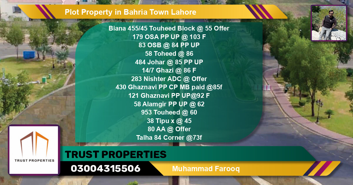 Residential Plot for Sale in Bahria Town, Lahore - (BP-42805)