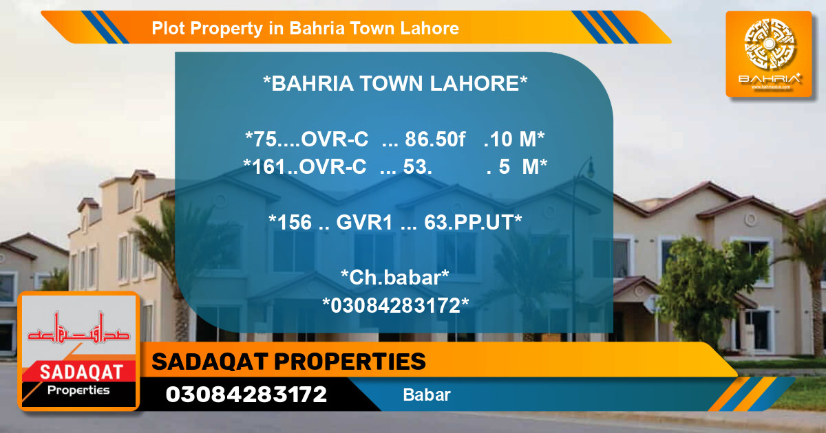 Residential Plot for Sale in Bahria Town, Lahore - (BP-42807)