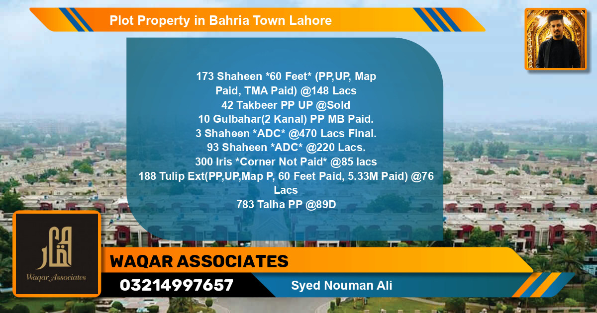 Residential Plot for Sale in Bahria Town, Lahore - (BP-42815)