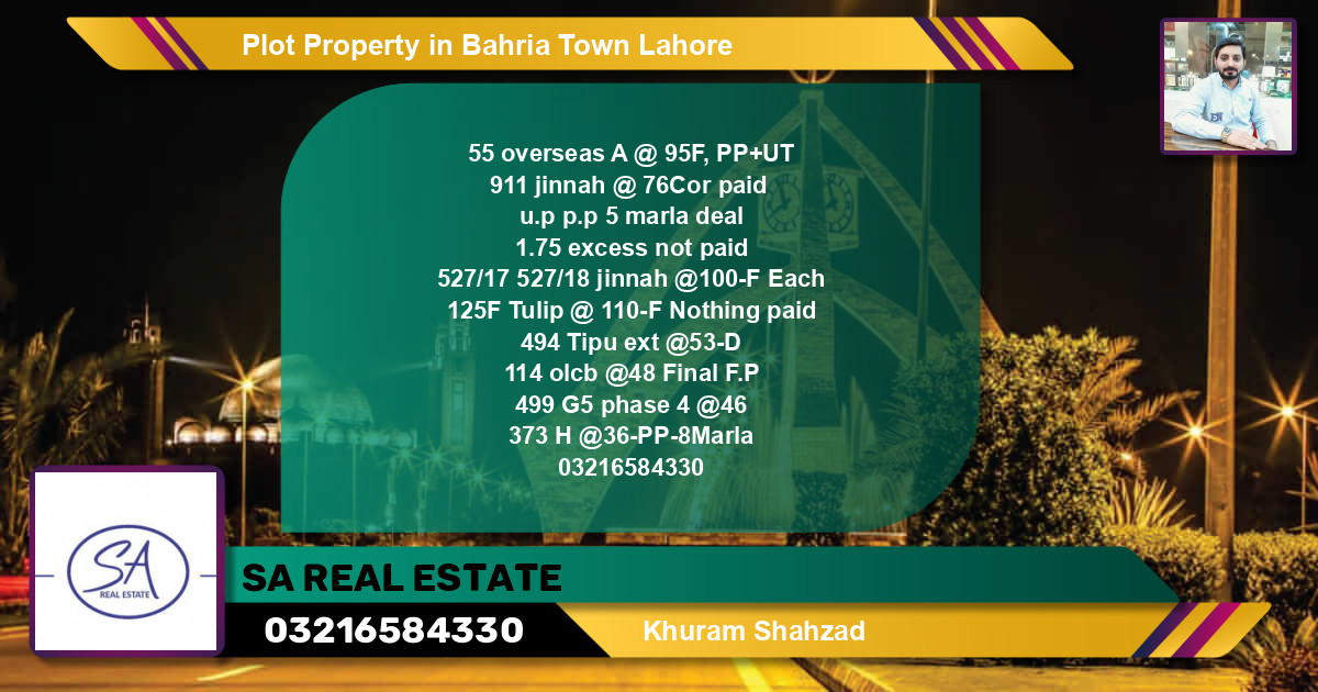 Residential Plot for Sale in Bahria Town, Lahore - (BP-42825)