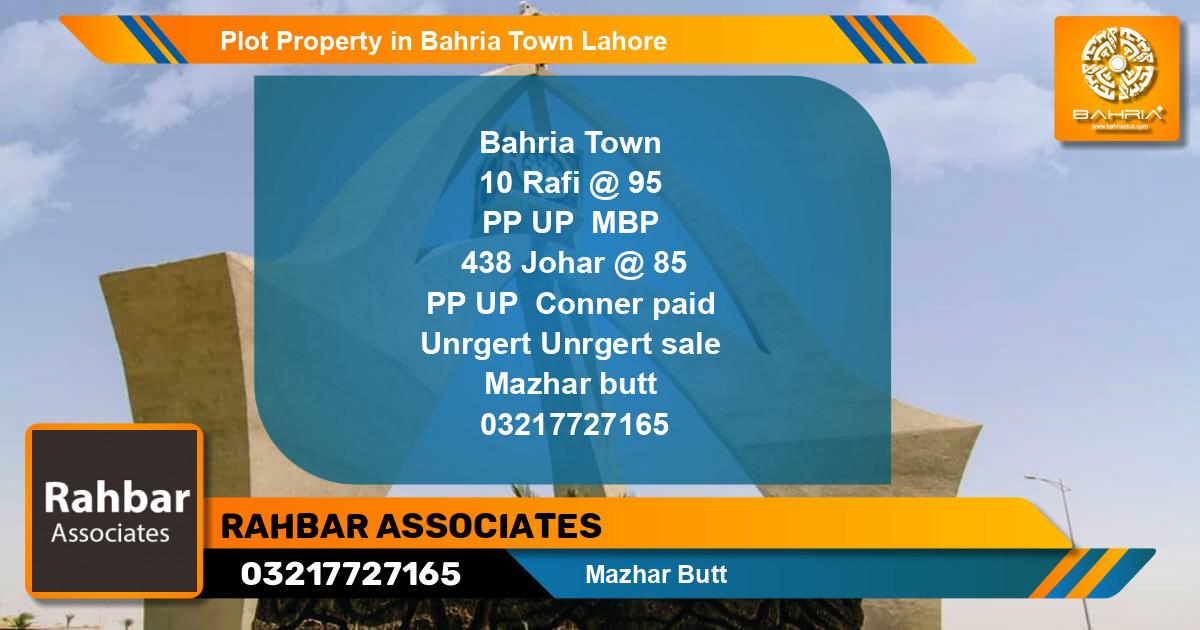 Residential Plot for Sale in Bahria Town, Lahore - (BP-42830)