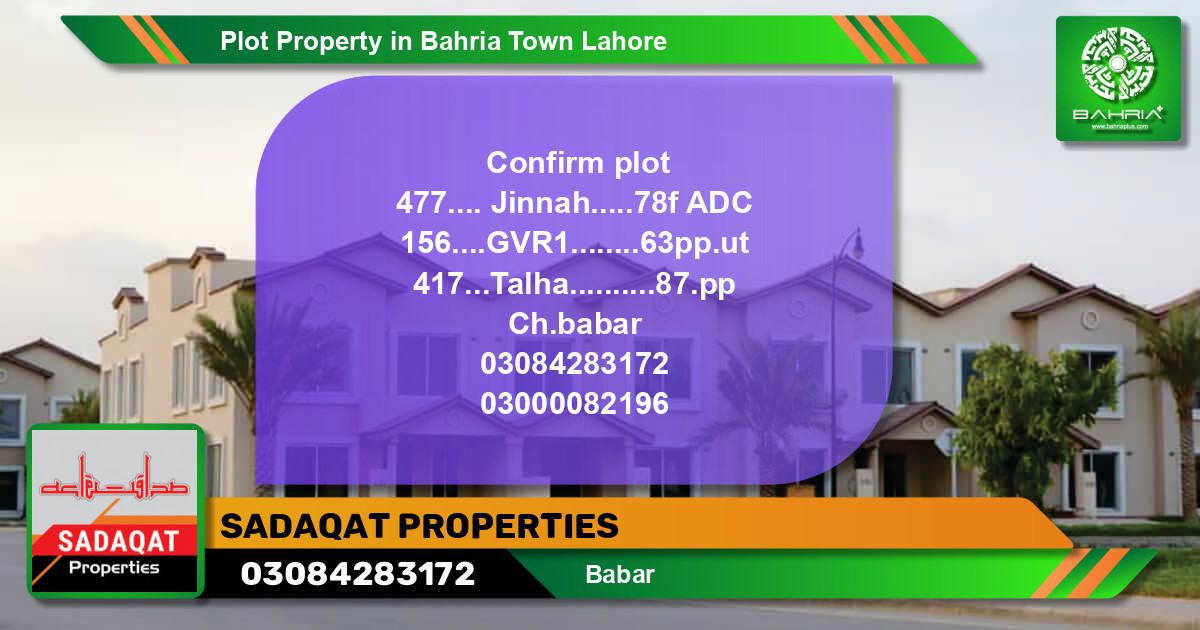 Residential Plot for Sale in Bahria Town, Lahore - (BP-42877)