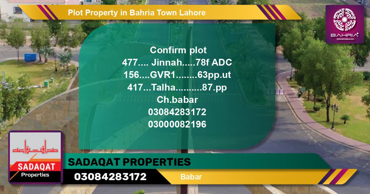Residential Plot for Sale in Bahria Town, Lahore - (BP-42878)