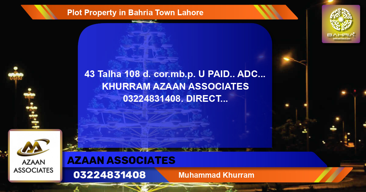 Residential Plot for Sale in Bahria Town, Lahore - (BP-42894)