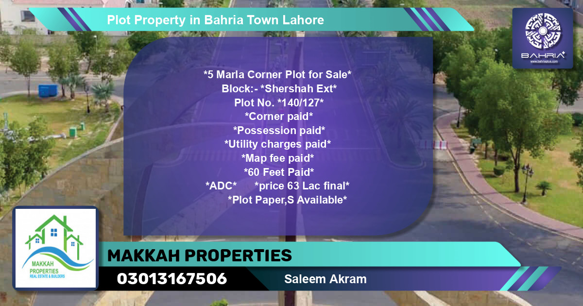 Residential Plot for Sale in Bahria Town, Lahore - (BP-42895)