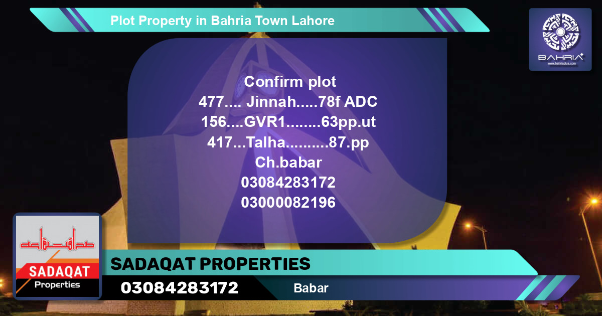 Residential Plot for Sale in Bahria Town, Lahore - (BP-42909)