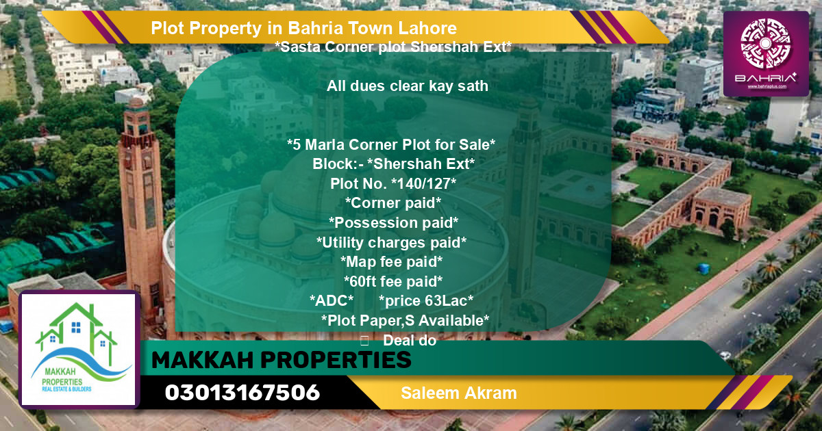 Residential Plot for Sale in Bahria Town, Lahore - (BP-42983)
