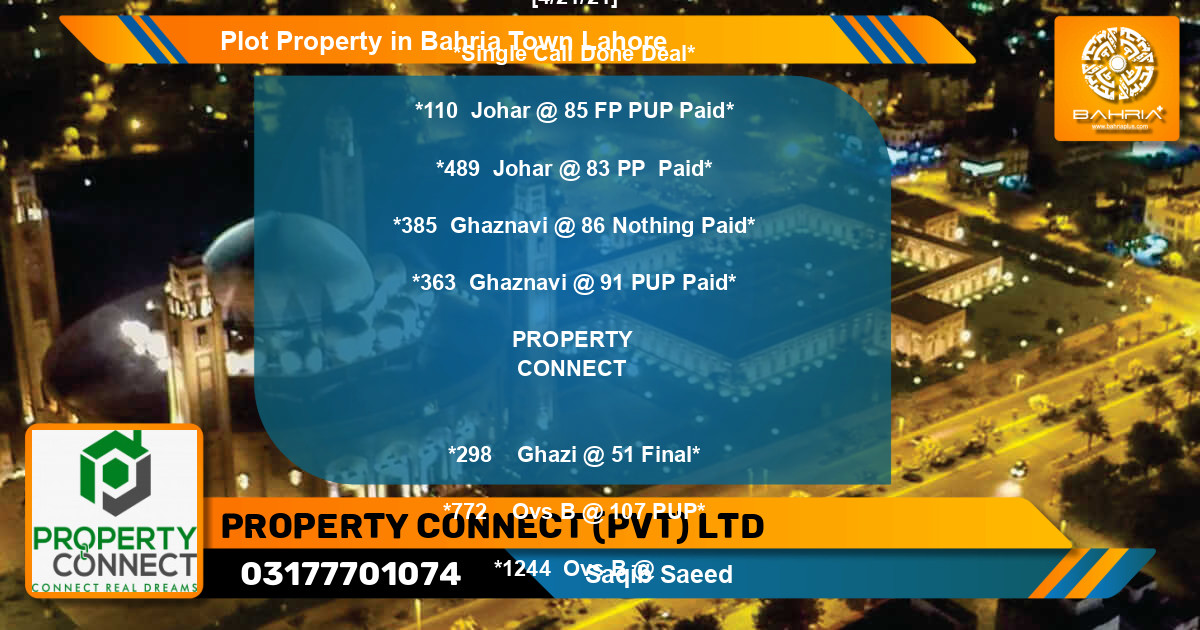Residential Plot for Sale in Bahria Town, Lahore - (BP-42992)