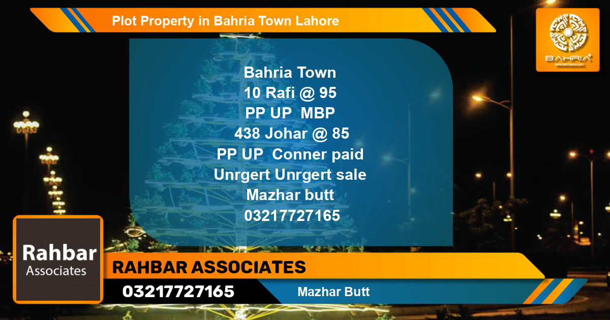 Residential Plot for Sale in Bahria Town, Lahore - (BP-42997)