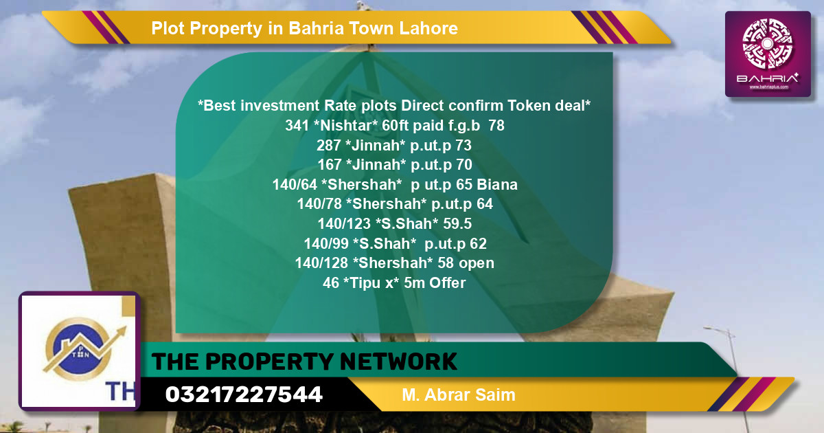 Residential Plot for Sale in Bahria Town, Lahore - (BP-43012)